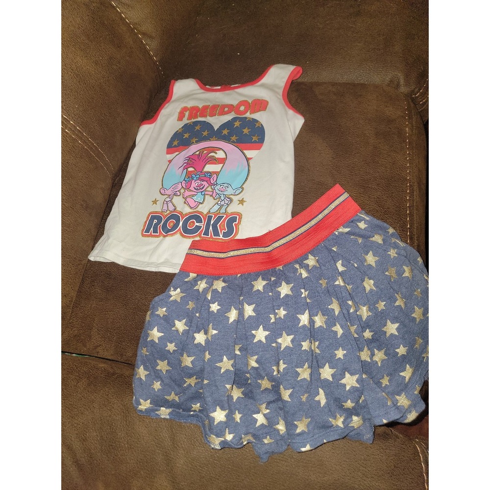 DreamWorks trolls 4th of july freedom rocks‎ top and skort size 10 12